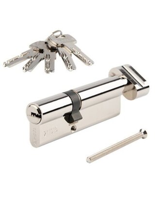 Личинка замка двери Apecs, SM-90(35/55C)-C-NI, 32128, 90 мм, с заверткой, никель