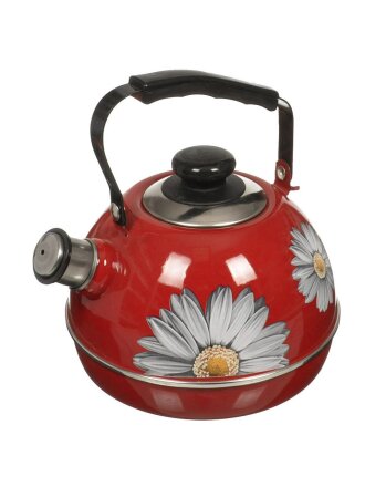 Чайник сталь, эмалированное покрытие, 3.5 л, со свистком, декор в ассортименте, подвижная ручка, Рубин, С2218, красно-бордовый, TМ04/35/01/01/ 05/ 14
