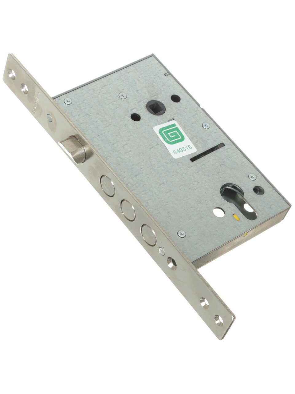 Замок врезной Гардиан, Гардиан 32.11, без ручки, цилиндровый, для металлических дверей, хром