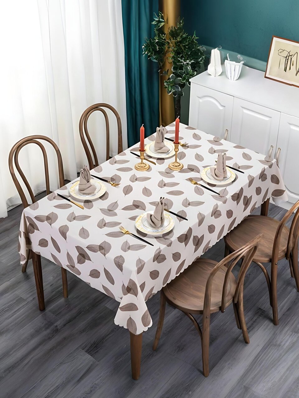 Клеенка Silvano, Глиттер, 1.37х20 м, ПВХ на тканевой основе, Листики, MT-2682S