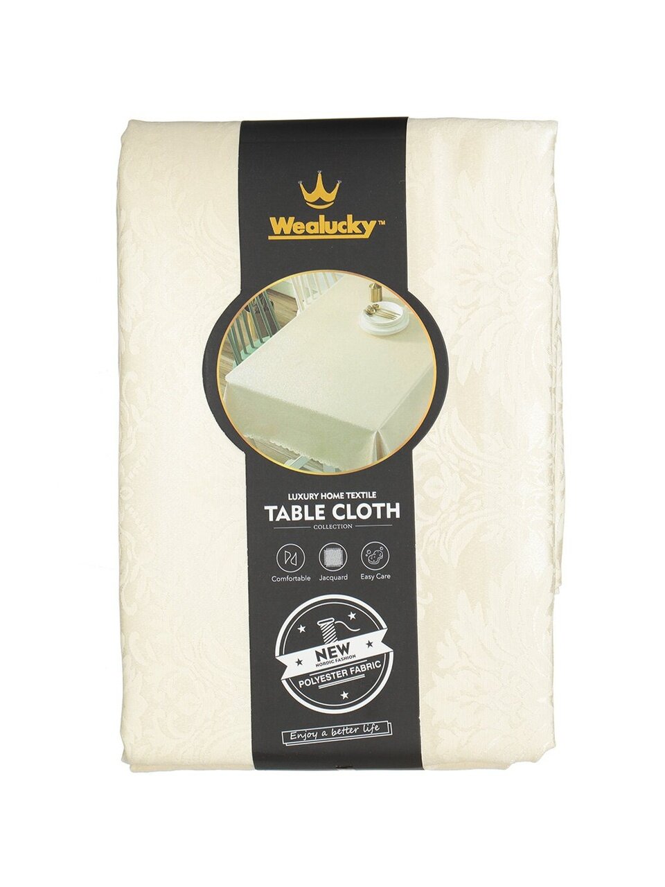 Скатерть 137х183 см, 100% полиэстер, Люкс, бежевая, Y8-2730