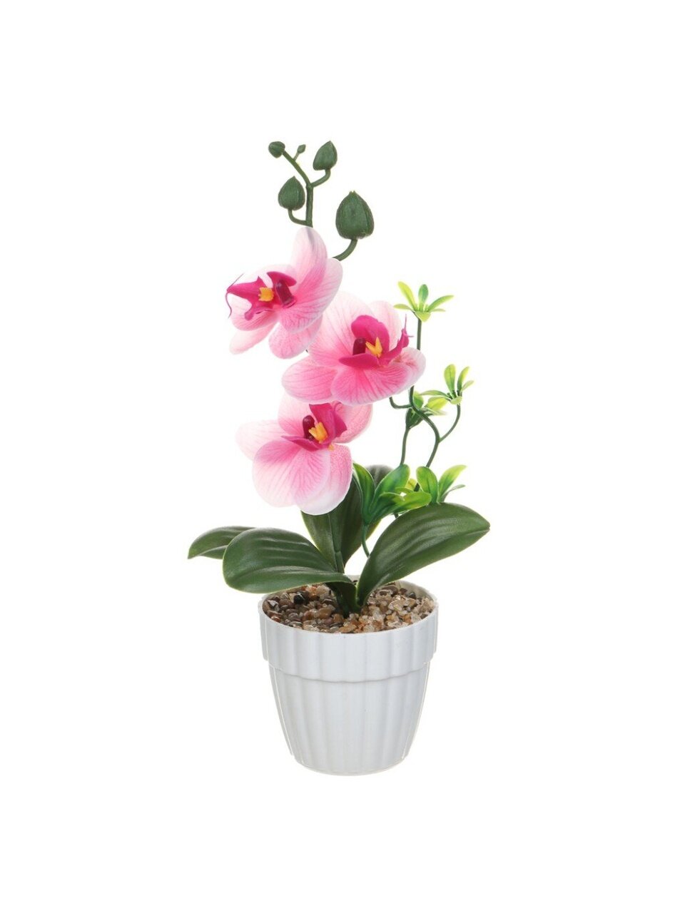 Цветок декоративный Орхидея, в кашпо, пластик, 3 цвета, 25 см, 597-287