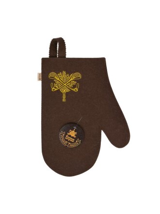 Рукавица для бани войлок, лого, коричневая, Банные штучки, 41420