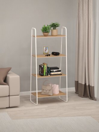 Стеллаж металл, ЛДСП, 4 секции, 65х38.5х147 см, белый, ЗМИ, Скандинавия 24, СТСП24 Б