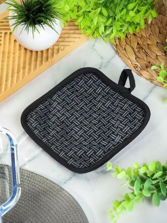 Прихватка 17х17 см, полиэстер, черная, B180027