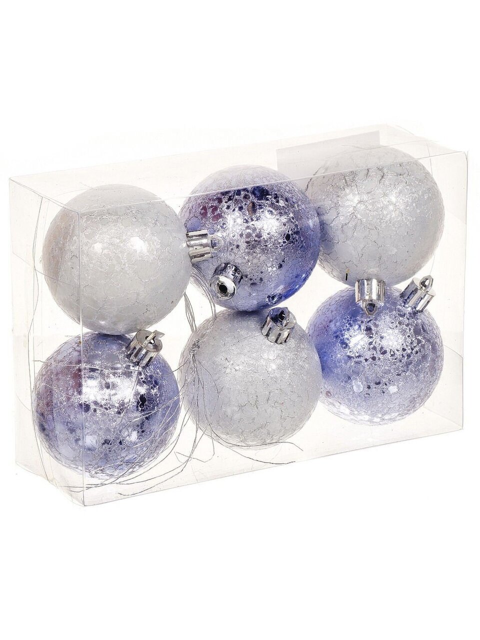 Елочный шар 6 шт, бело-голубой, 6 см, пластик, SYQB-0120116