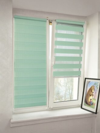 Рулонная штора 160х48 см, ширина крепления 52 см, мятная, Delfa, СРШ-01МК-41041