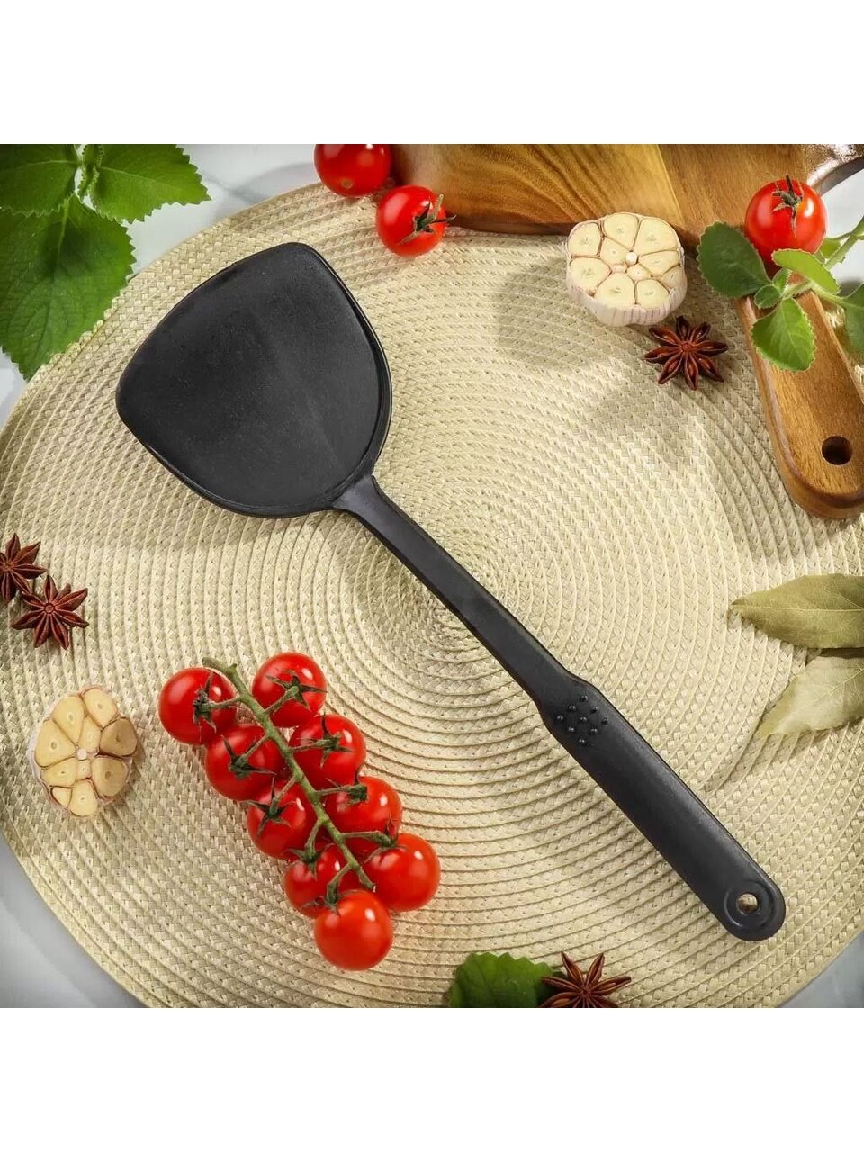 Лопатка кулинарная нейлон, навеска, черная, Daniks, Эконом, YW-KT017-5/H1010-09