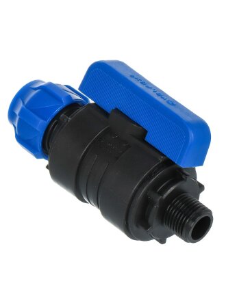 ПНД кран d20х1/2'', наружная резьба, шаровой, цанга, Valfex