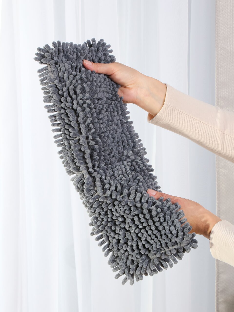 Сменная насадка для швабры, 42х12см, микрофибра, вермиш., серый, Марья Искусница