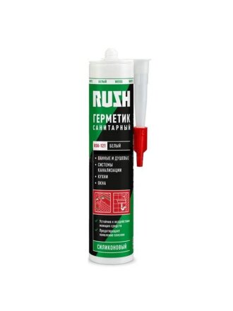 Герметик силиконовый, санитарный, KUDO, RUSH, RSK-121, 230 мл, белый