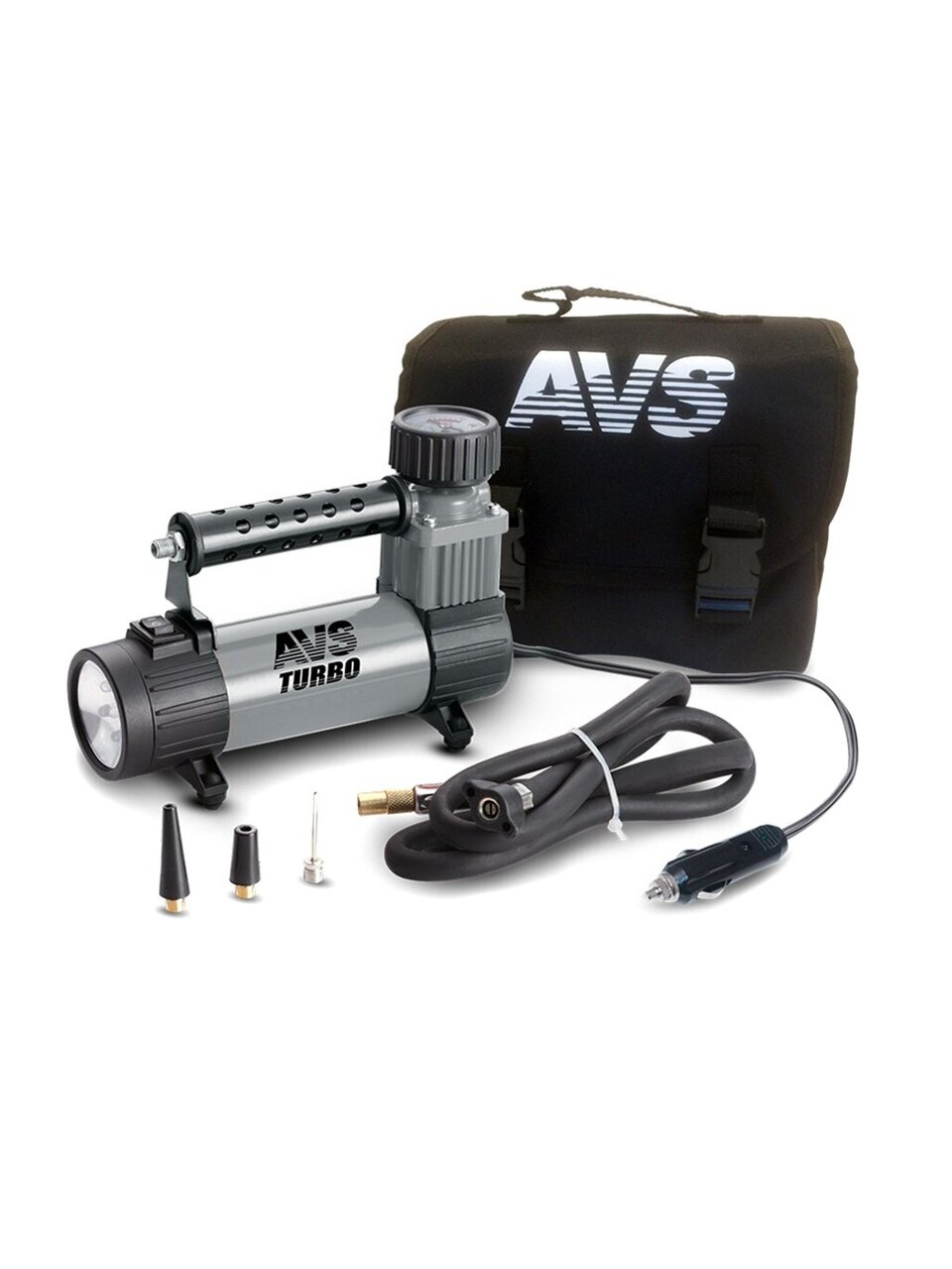 Компрессор автомобильный AVS, KS350L, 35 л/мин, 12 В, 10 атм, 150 Вт, к прикуривателю, с манометром, 80506
