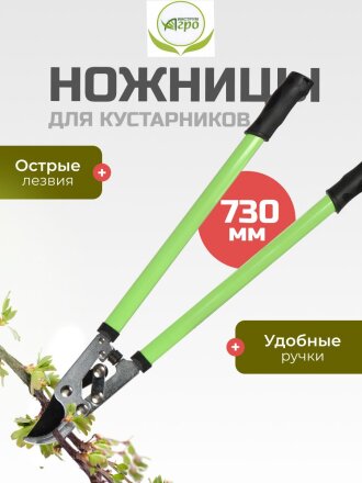 Ножницы садовые для кустарников, лезвие плоскостное, с овальными ручками, Инструм-Агро, НКО D020B-A, 010123