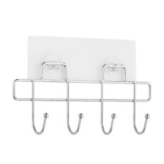 Крючок настенный, 4 шт, на планке, 17х23х5 см, Kleber, Lite, KLE-LT004 Крючок настенный, 4 шт, на планке, 17х23х5 см, Kleber, Lite, KLE-LT004
