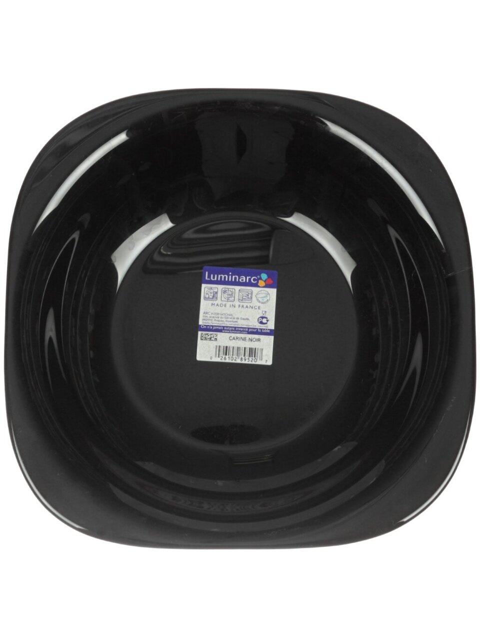 Тарелка обеденная, стеклокерамика, 26 см, квадратная, Carine Black, Luminarc, D2373/H3666/L9817, черная
