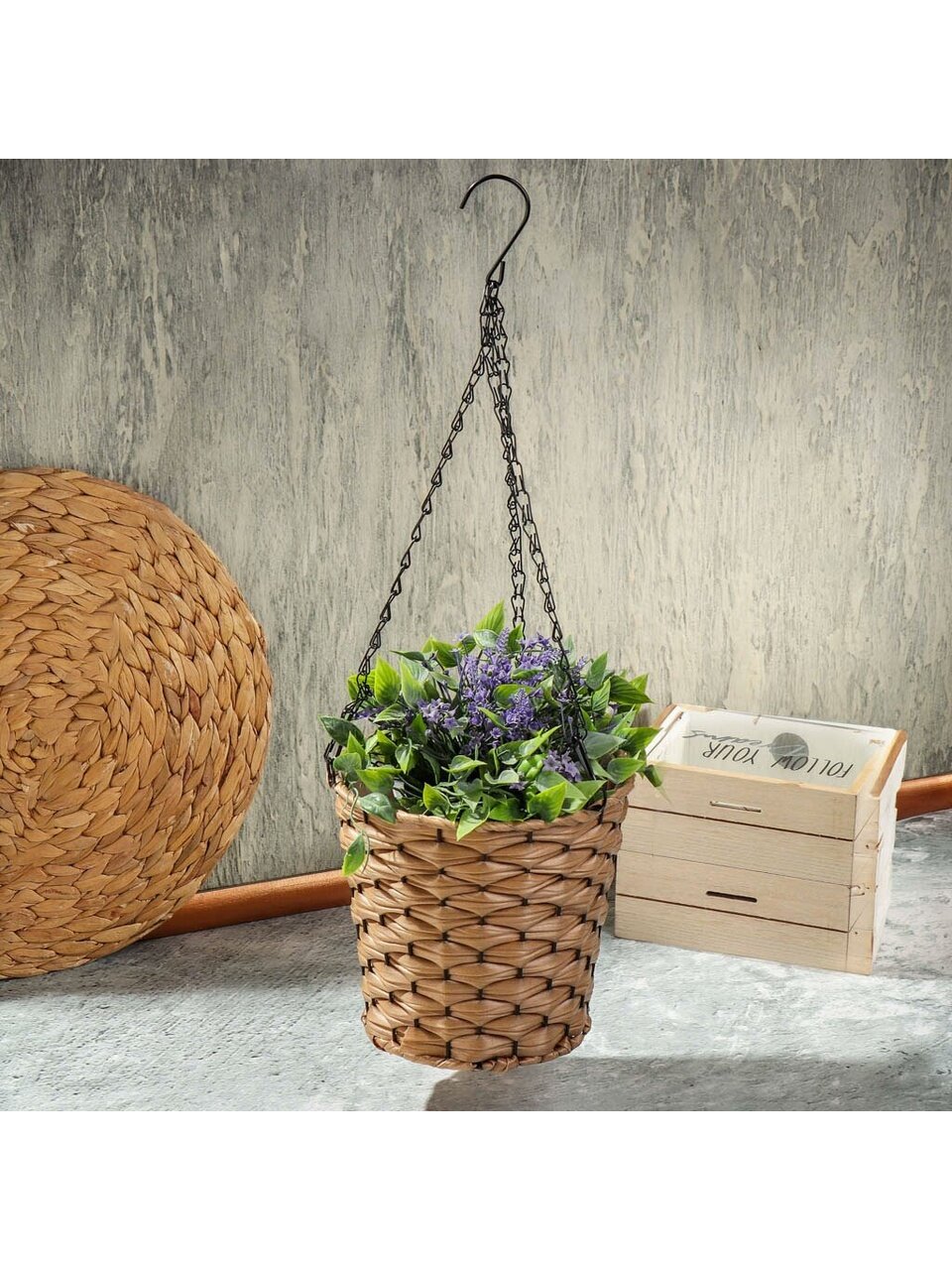 Кашпо подвесное 20х18х53 см, Плетение, Y4-6523