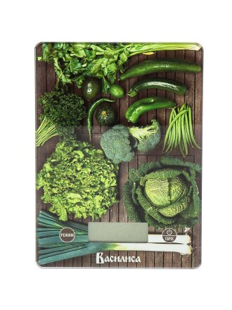 Весы кухонные электронные, стекло, Василиса, Овощная лавка, платформа, точность 1 г, до 5 кг, LCD-дисплей, ВА-019