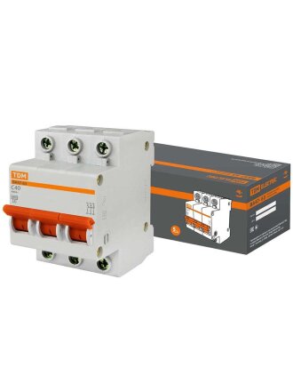 Автоматический выключатель TDM Electric, ВА47-63, 3 полюса, 40, 4.5 кА, С, SQ0218-0023