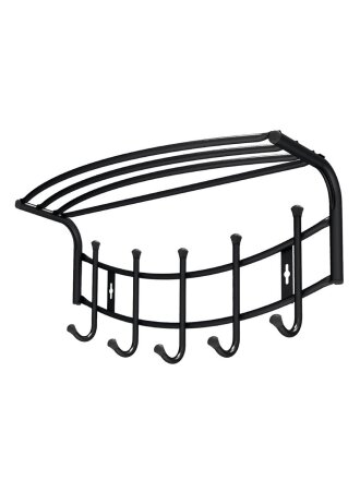 Вешалка настенная 5 крючков, с полкой, 23.5х52.5х30 см, металл, Nika, ВНП4, черная