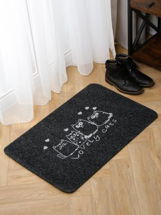 Коврик влаговпитывающий 60х90 см, прямоугольный, серый, Велюр Четыре кота, ComeForte, TCLR/W-1908