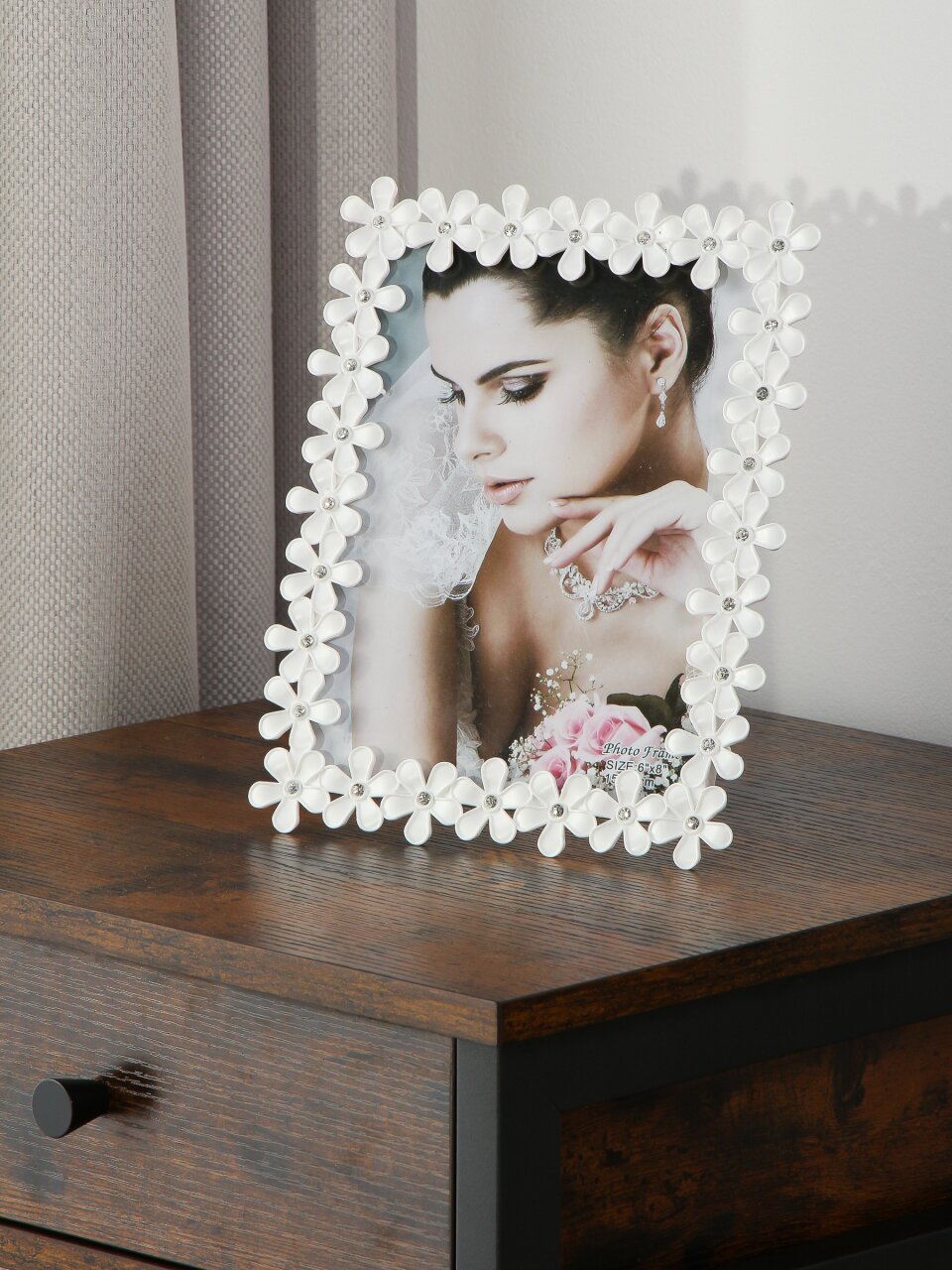 Фоторамка 15х20 см, пластик, белая, Цветы, Y4-11091