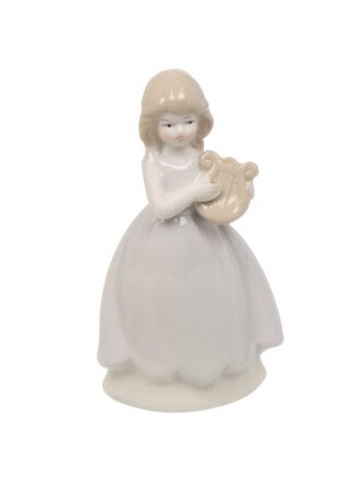 Фигурка декоративная керамика, Девочка со скрипкой, 6х12 см, белая, A020176