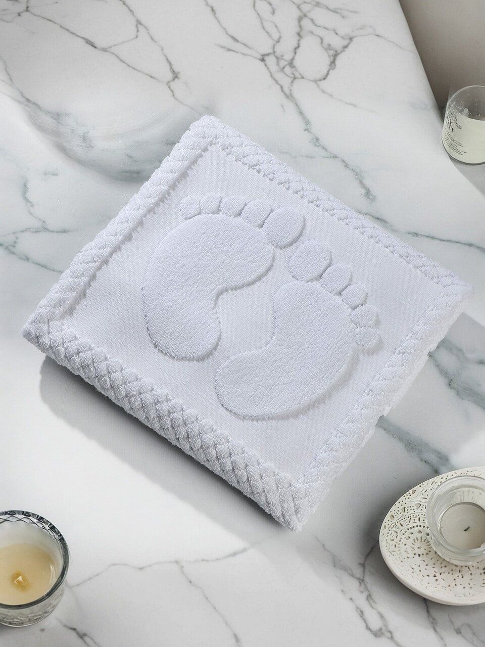 Полотенце-коврик для ног 50х70 см, 700 г/м2, махровый, Silvano, белое, Узбекистан