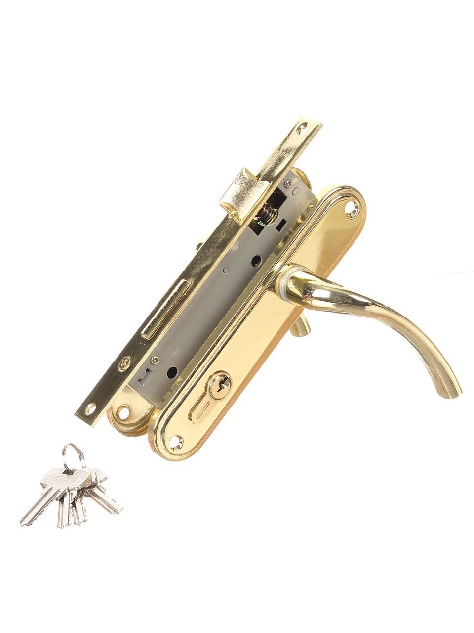 Замок врезной Аллюр, 132/1 GP, 1089, ручка в комплекте, цилиндровый, латунь