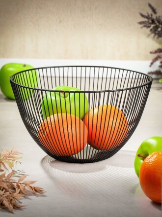 Ваза для фруктов, металл, 25х14.5 см, Y4-8035, черная