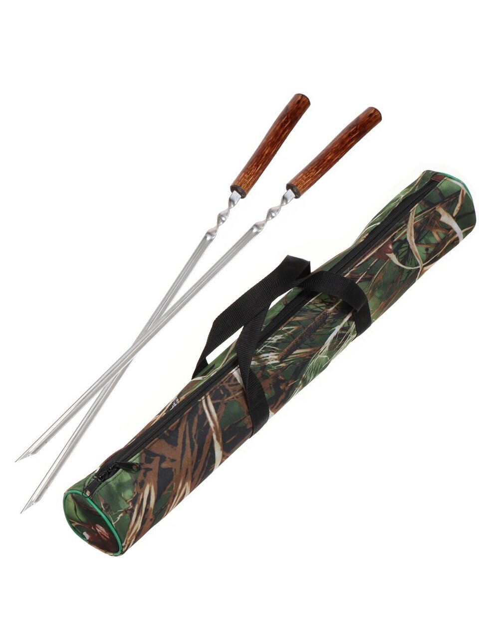 Шампур лезвие угловое, 6 шт, 450х12х2 мм, нержавеющая сталь, рукоятка дерево, 2К-393