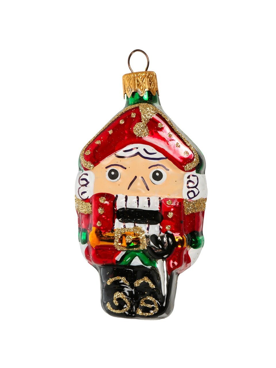 Елочное украшение Щелкунчик сказочный, зеленое, 9 см, стекло, ФУ-526/2