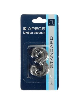 Цифра на дверь 3, Apecs, DN-01-3-Z-CR, 19011