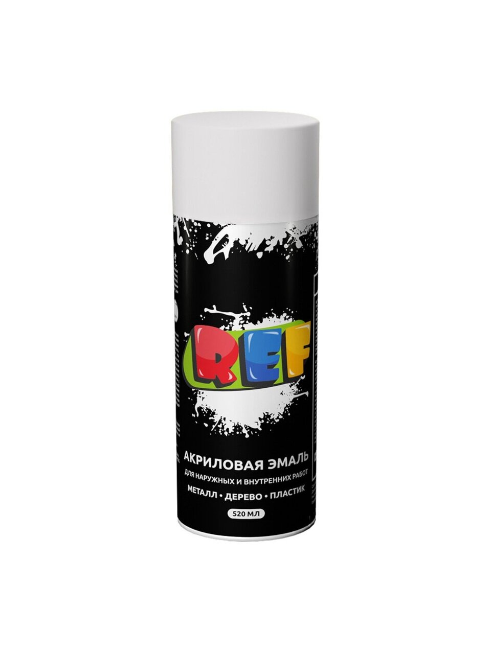 Эмаль аэрозольная, REF, универсальная, акриловая, матовая, белая, 520 мл