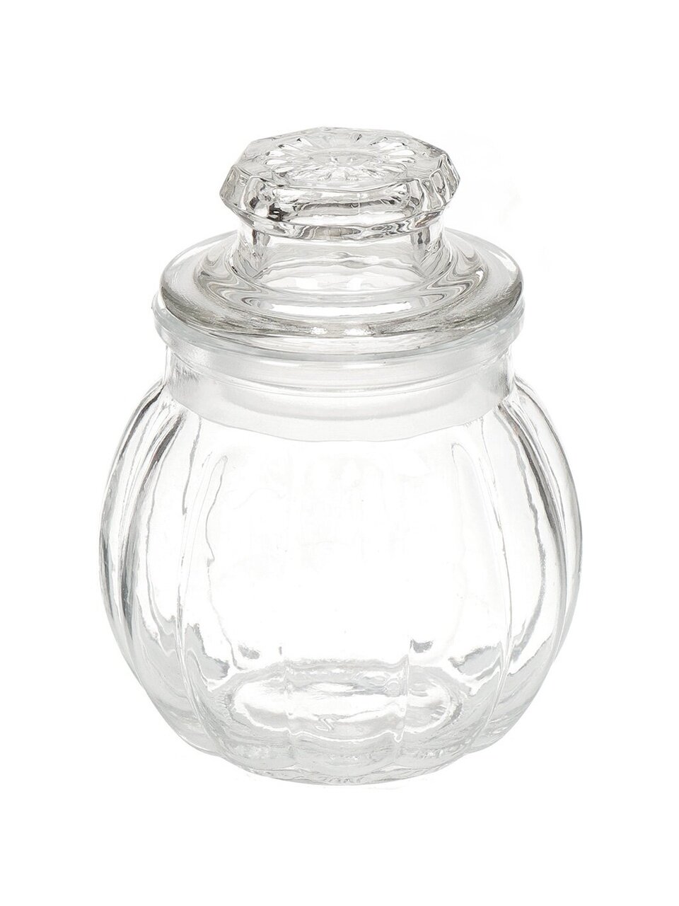 Банка для сыпучих продуктов, стекло, 0.2 л, 8х10 см, с крышкой, Рифленая, JC-11805