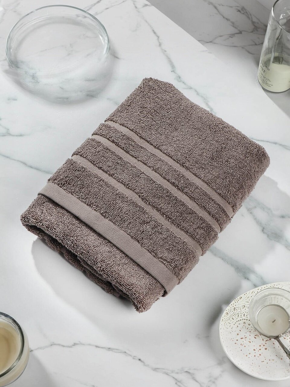 Полотенце-коврик для ног 50х70 см, 700 г/м2, махровый, Silvano, коричневое, Узбекистан