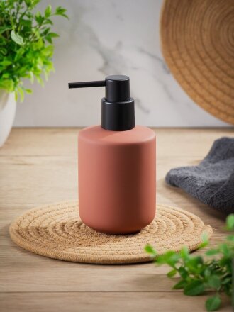 Дозатор для жидкого мыла, керамика, 7.8x10.2/15 см, 350 мл, терракот, BCE0758BA-LD