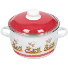 Кастрюля эмалированная сталь, 3 л, с крышкой, крышка сталь, СтальЭмаль, Поварята, 6RC181M, индукция Кастрюля эмалированная сталь, 3 л, с крышкой, крышка сталь, СтальЭмаль, Поварята, 6RC181M, индукция