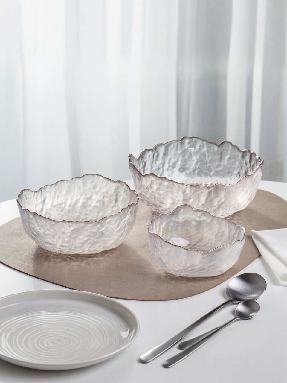 Набор салатников стекло, 3 шт, 13, 17, 20 см, Алмаз, Daniks, Y4-9205