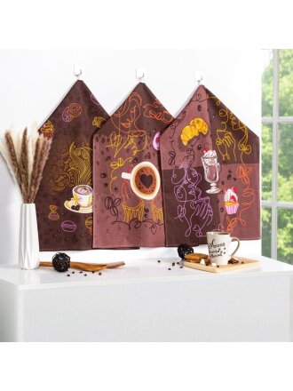 Набор полотенец кухонных 45х60 см, 165 г/м2, 100% хлопок, рогожка, АртДизайн, Бариста, Россия