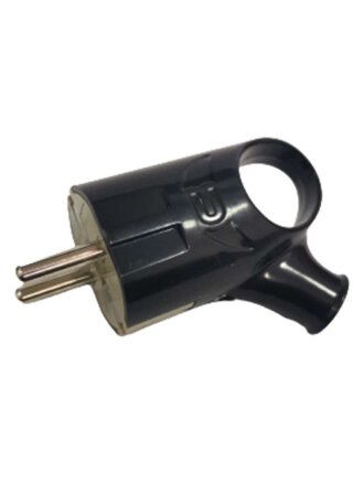 Вилка угловая, с заземлением, 16 А, IP20, 250 В, разборная, с ушком, черная, General Lighting Systems, 470513