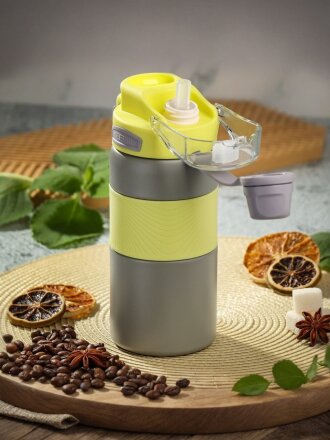 Термобутылка нержавеющая сталь, 0.6 л, Sports Fresh, зеленая, B070053