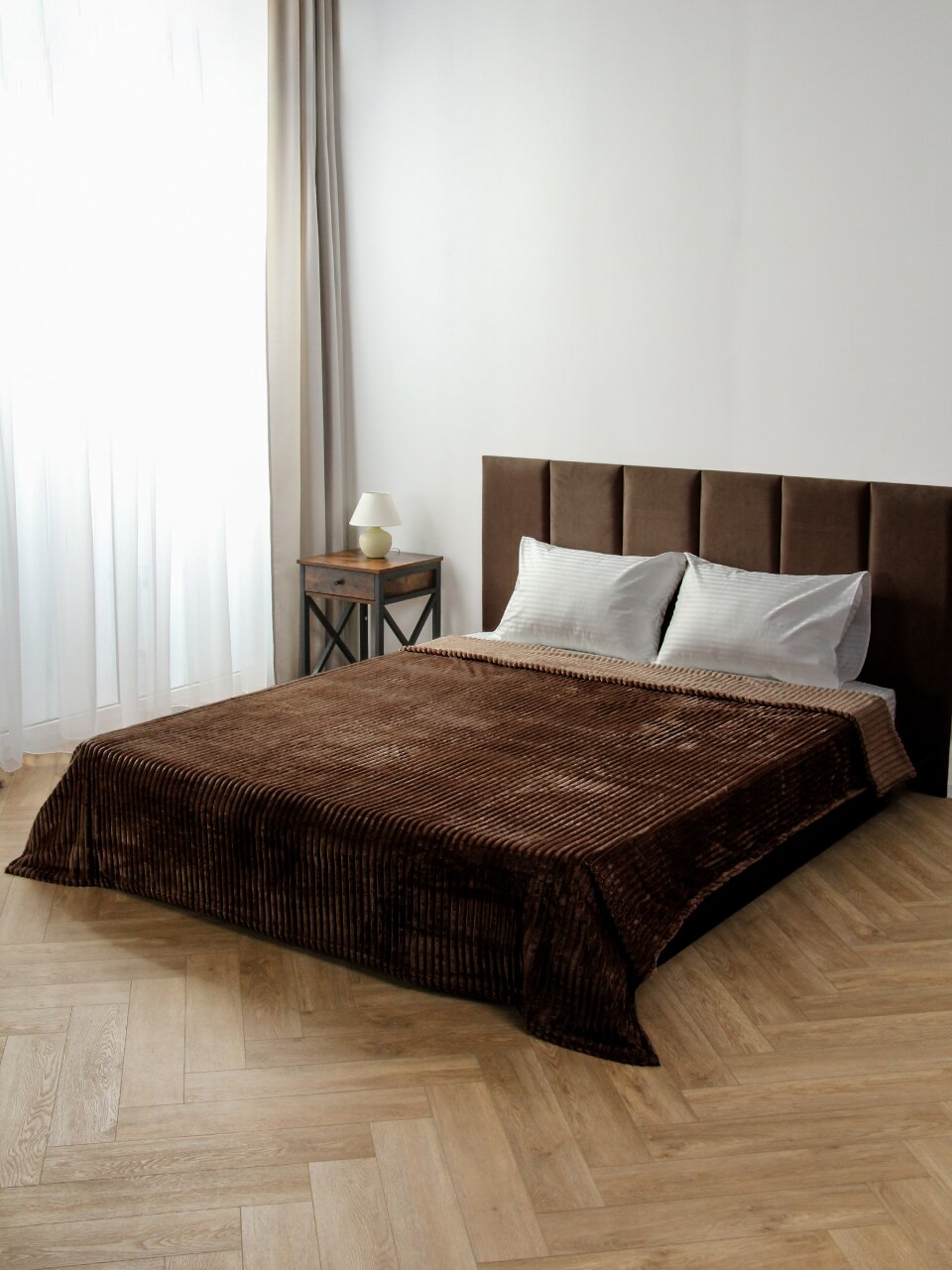 Плед 200х240 см, микрофибра, 100%пэ, 280г, Silvano, Неаполь, шоколад