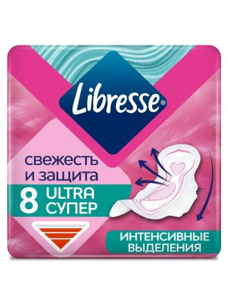 Прокладки женские Libresse, Ultra Super, дневные, 8 шт, мягкая поверхность, 861899