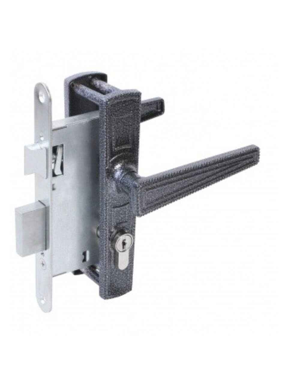 Замок врезной Абсолют, 3В4-3/01, БП-00013512, ручка в комплекте, цилиндровый, универсальный, серебро