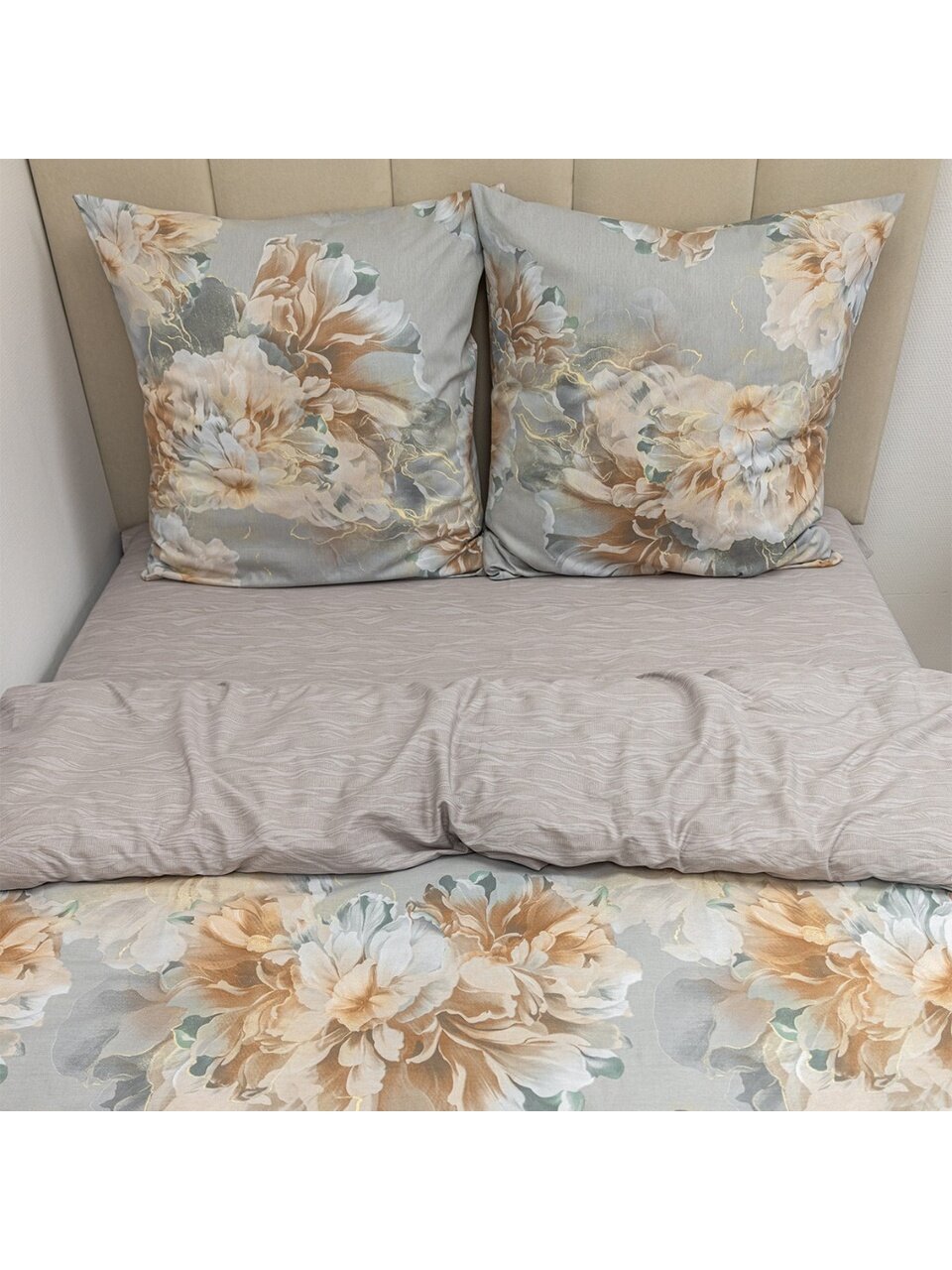 Постельное белье 2-спальное, простыня 215х240 см, 2 наволочки 50х70 см, пододеяльник 175х215 см, Silvano, сатин, Рейси