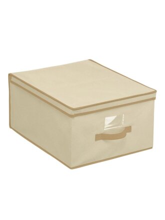 Коробка для хранения, с крышкой, 50х40х25 см, спанбонд, с ручкой, бежевая, Handy Home, Вельвет, AH-08