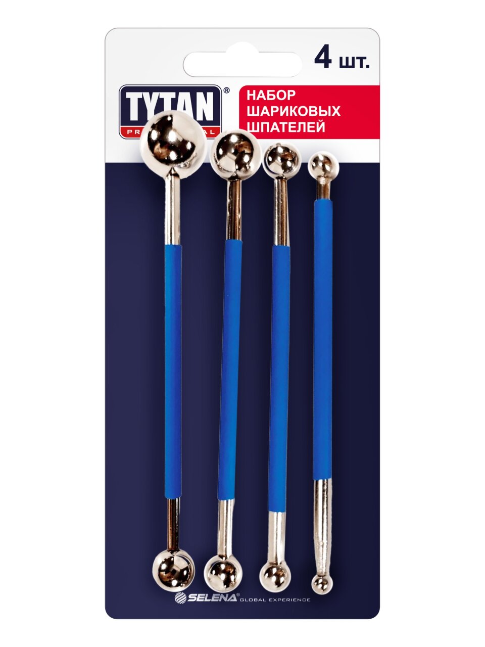 Набор шариковых шпателей для затирки и выравнивания, 4 шт, Tytan, Professional, 56204