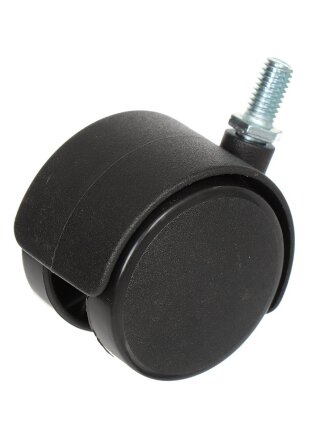 Опора колесная 50 мм, с резьбой 8мм, без стопора, черная, 10.02.07, 312019