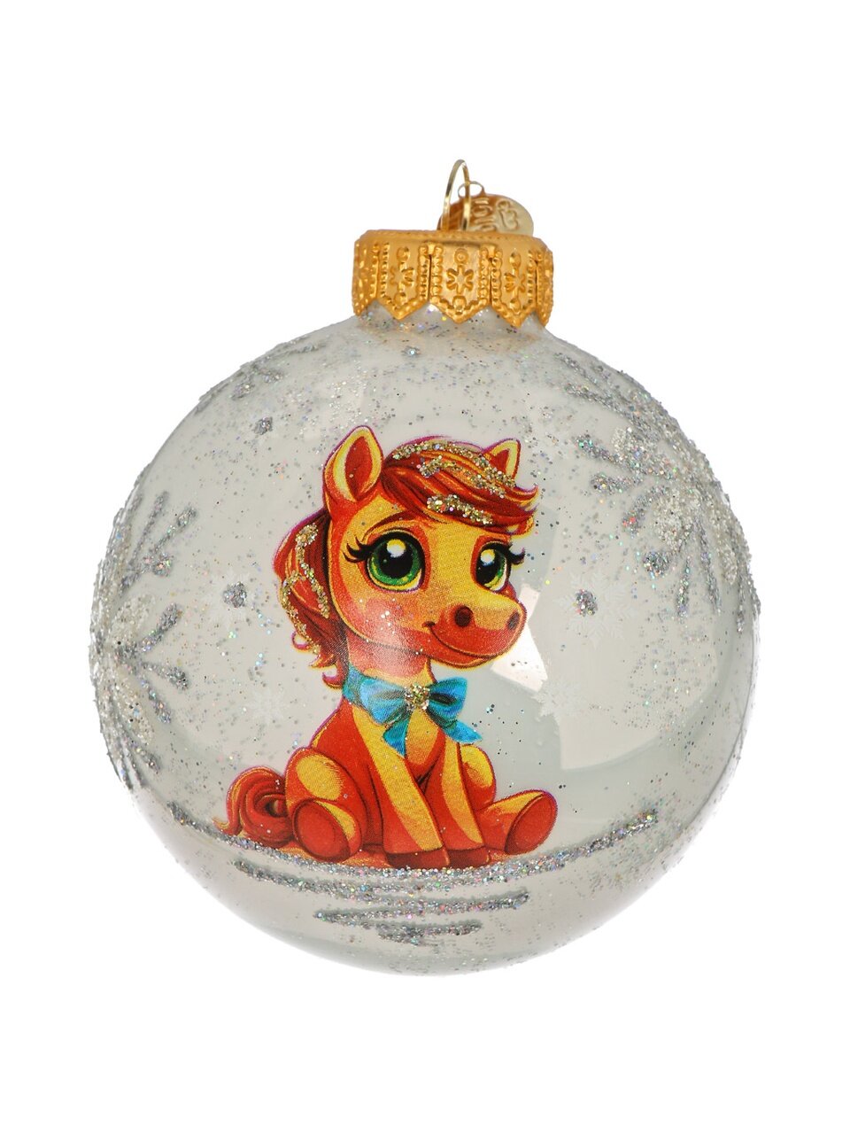 Елочный шар Пони-мальчик, 8 см, стекло, КУ-80-254022