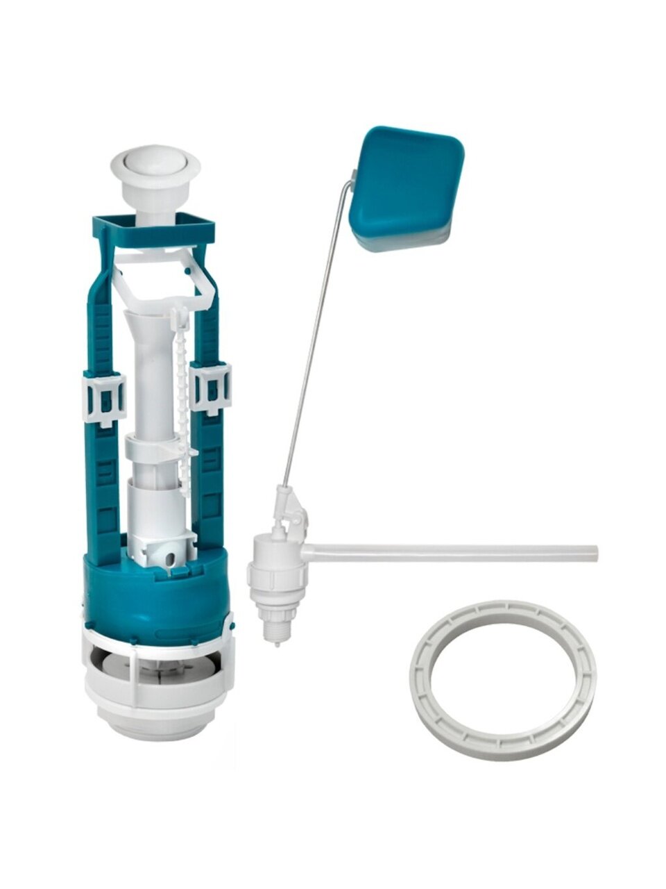 Арматура для бачка унитаза боковая, 1/2", кнопочная, белая, Инкоэр, СБ1-Бм-Б-В Р